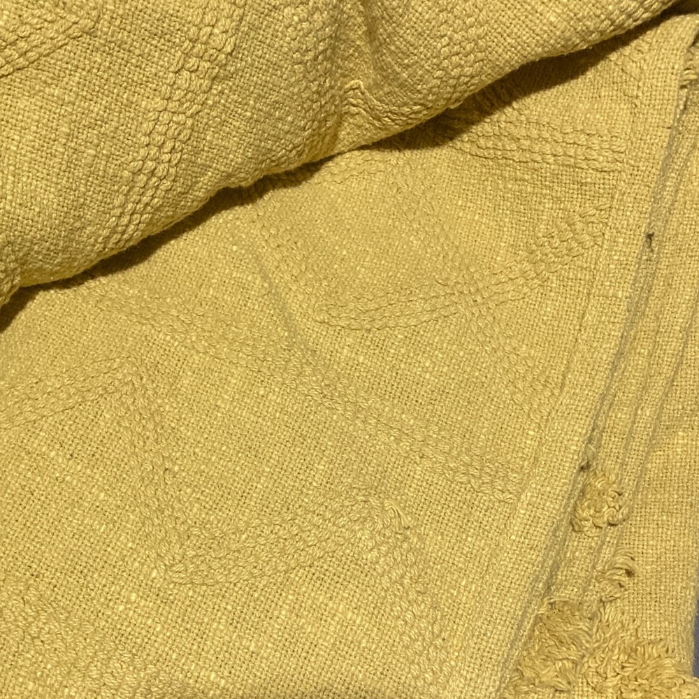Rachel Zoe Yellow Textured Throw Blanket with tassels - Picture 4 of 9